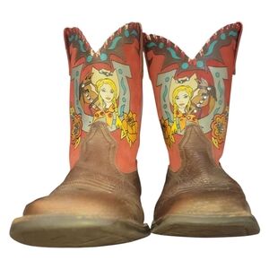 Ariat quincy rodeo collection cowboy cowgirl Boots 6 Brown Red rose horse